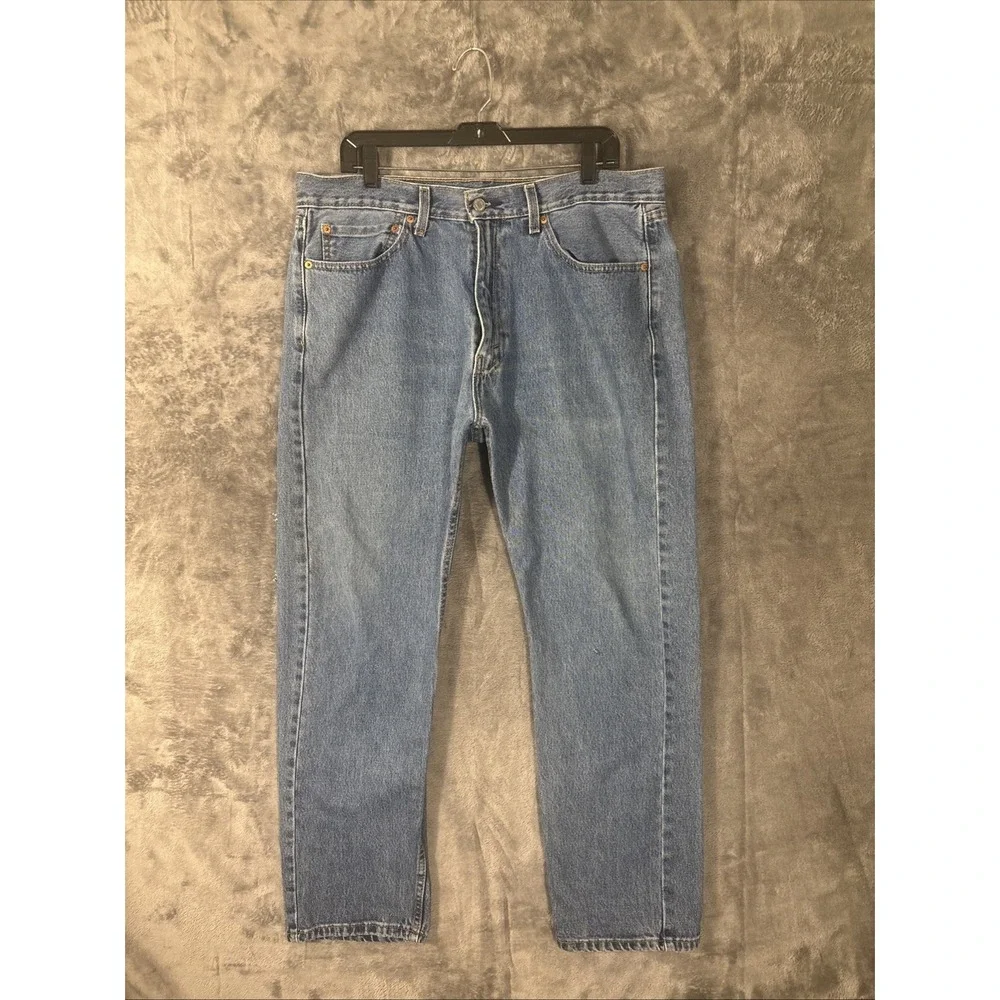 Levis 505 Regular Fit Mens Blue Jeans Straight Leg Denim 36x30 Medium Wash